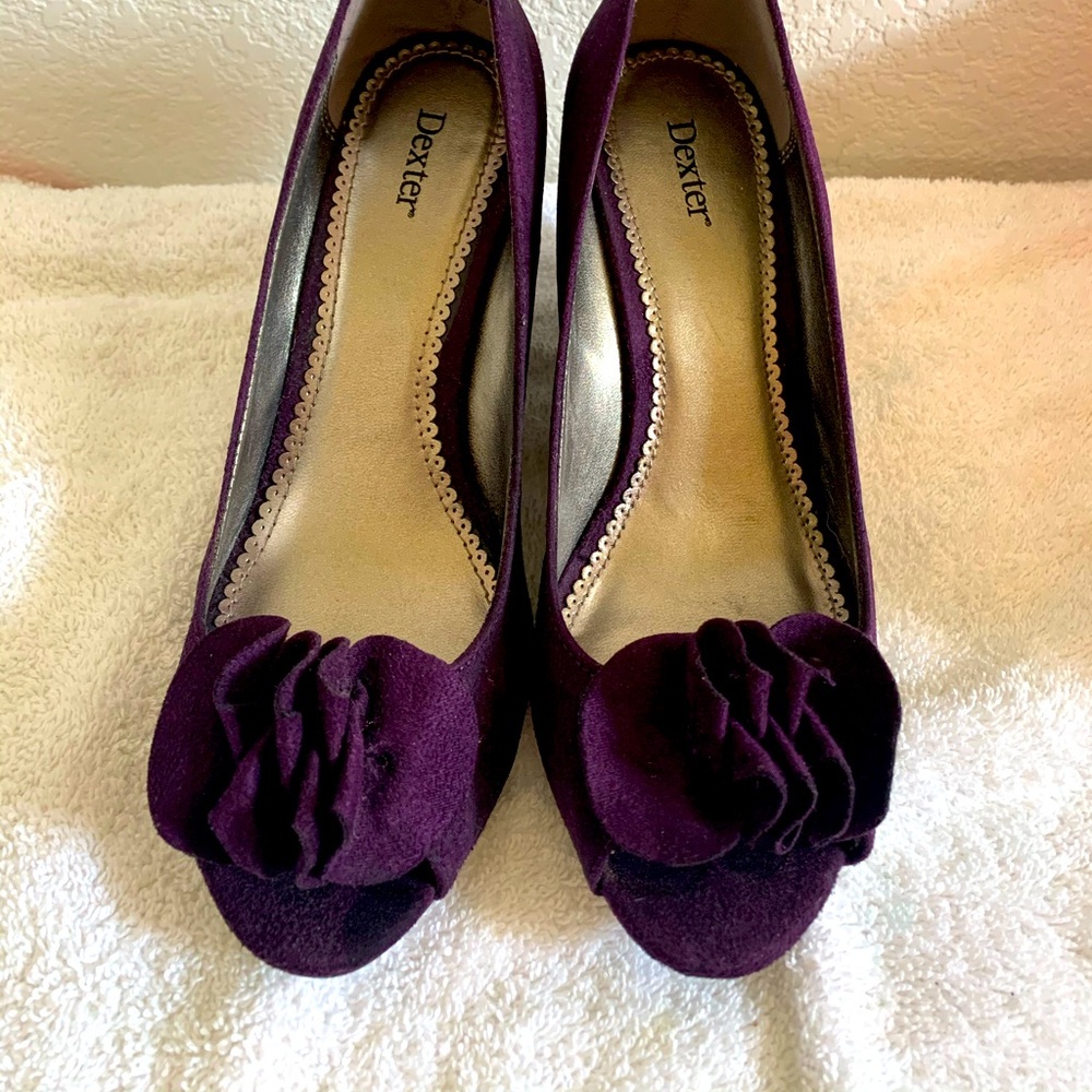 Dexter purple wedge heels
